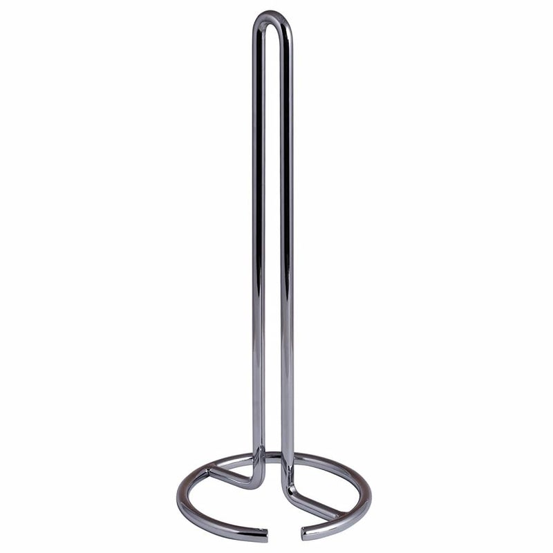 Creative Home Heavy Duty Metal Paper Towel Holder | Standing Roll Dispenser for Kitchen, Dining Countertops, Bathroom, Stable Base, 4.8" Diam Ã— 11.8" H, Chrome Plated - Image 1